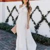 Hattie Strapless Pocketed Tie Front Maxi Dress - Bamboo Cream