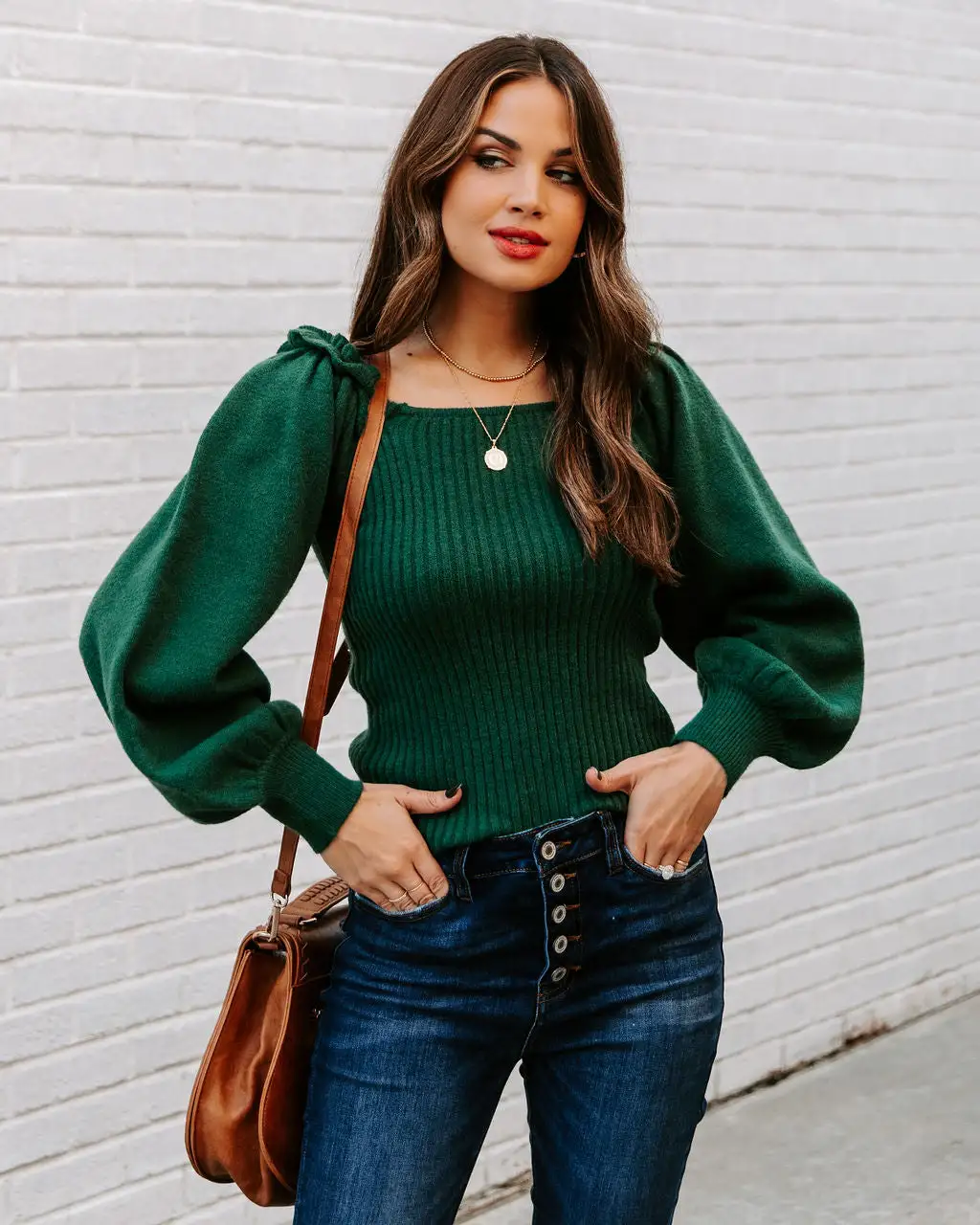 LUCC-001 Kodi Ribbed Puff Sleeve Knit Sweater - Green - FINAL SALE 8 LUCC-001 Kodi Ribbed Puff Sleeve Knit Sweater - Green - FINAL SALE - Image 8