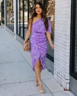 DO+B-001 Visha Floral One Shoulder Drape Dress - FINAL SALE -clothes Sales EM4A9907