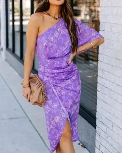 DO+B-001 Visha Floral One Shoulder Drape Dress - FINAL SALE -clothes Sales EM4A9916