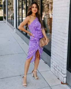 DO+B-001 Visha Floral One Shoulder Drape Dress - FINAL SALE -clothes Sales EM4A9919 67ac2ca2 e042 4a3f 8373 655174501d58