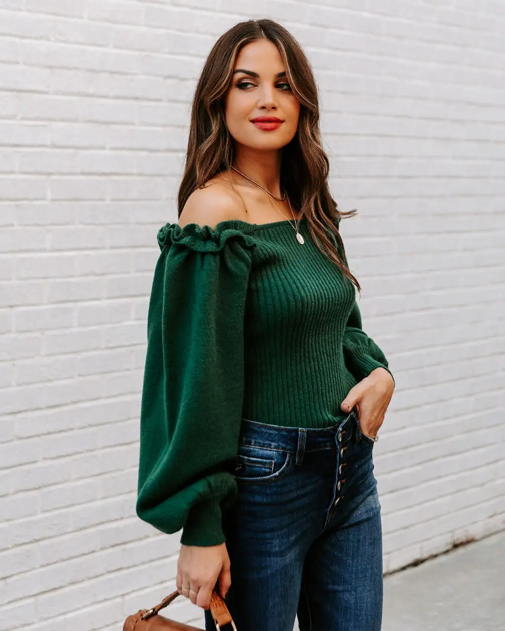 LUCC-001 Kodi Ribbed Puff Sleeve Knit Sweater - Green - FINAL SALE 5 LUCC-001 Kodi Ribbed Puff Sleeve Knit Sweater - Green - FINAL SALE - Image 5