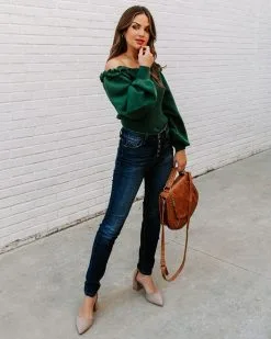 LUCC-001 Kodi Ribbed Puff Sleeve Knit Sweater - Green - FINAL SALE 22 LUCC-001 Kodi Ribbed Puff Sleeve Knit Sweater - Green - FINAL SALE -clothes Sales EM4A9936