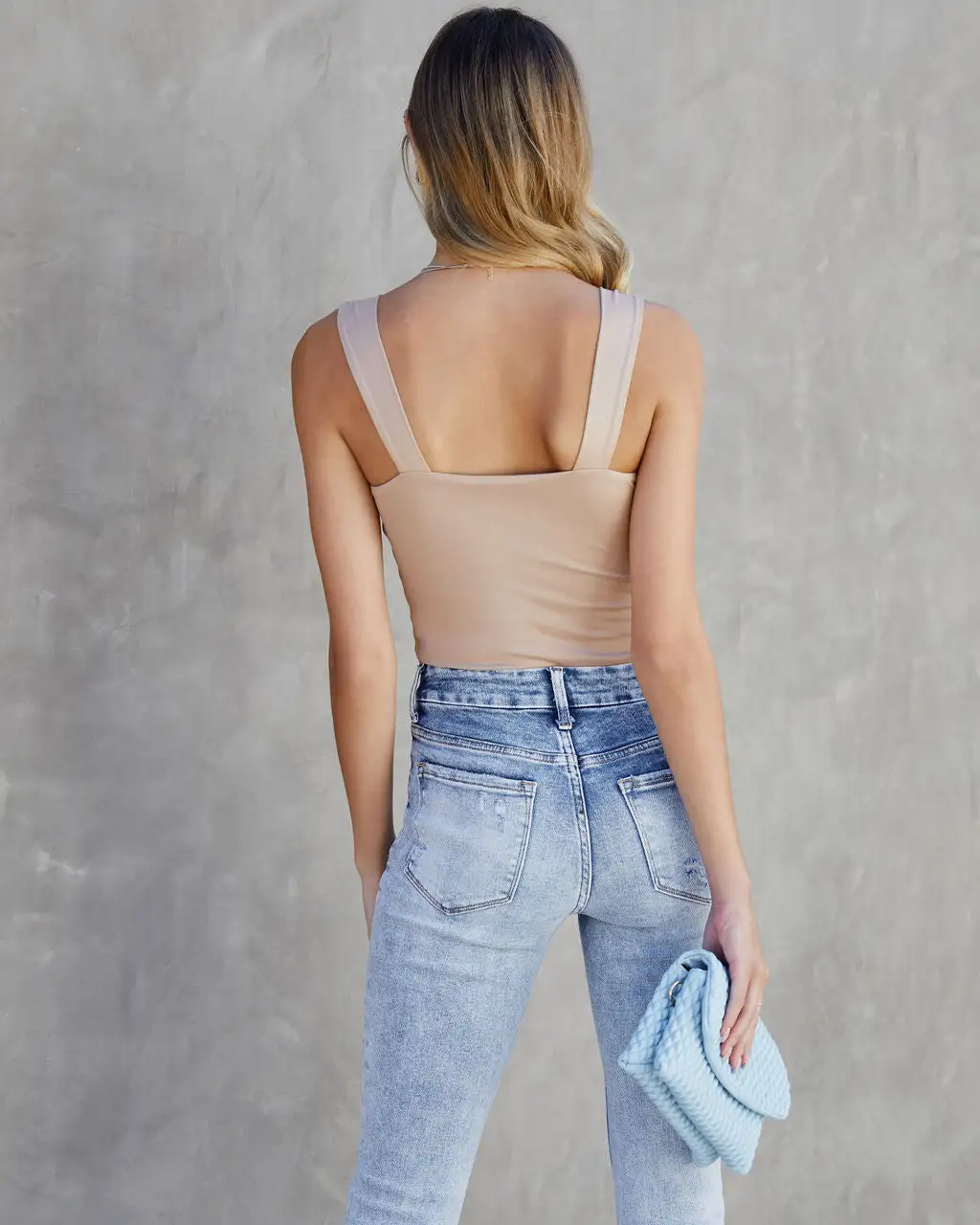 BLUE-001 Eden Knotted Strap Bodysuit - Latte 2 BLUE-001 Eden Knotted Strap Bodysuit - Latte - Image 2