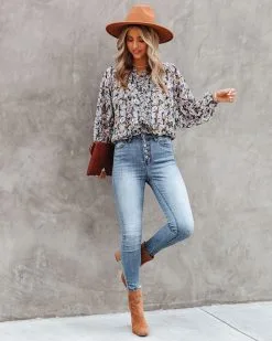 DRES-001 Edgewater Floral Billowed Blouse - FINAL SALE -clothes Sales EdgewaterFloralBillowedBlouse2