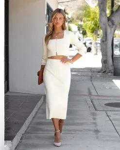 ENDL-001 Elevated Ribbed Midi Skirt - Ivory - FINAL SALE -clothes Sales ElevatedRibbedLongSleeveCropTop60 11e77bdb 2e05 4b8c b746 cd96a5cf335f