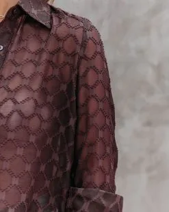 ACOA-001 Eleventh Hour Textured Button Down Blouse - Brown - FINAL SALE -clothes Sales Eleventhhourtexturedbuttondownblouse brown 7