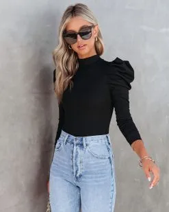 TCEC-001 Elizabeth Ribbed Puff Sleeve Bodysuit - Black - FINAL SALE 16 TCEC-001 Elizabeth Ribbed Puff Sleeve Bodysuit - Black - FINAL SALE -clothes Sales ElizabethRibbedPuffSleeveBodysuitBlack105