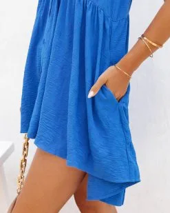 ENTR-001 Emilina Button Down High Low Tunic - Blue - FINAL SALE -clothes Sales EmilinaButtonDownHighLowTunicBlue25