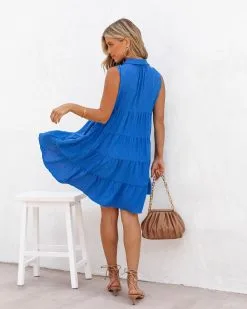 ENTR-001 Emilina Button Down High Low Tunic - Blue - FINAL SALE -clothes Sales EmilinaButtonDownHighLowTunicBlue40