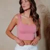 NIKI-001 Energy Ribbed Knit Crop Tank - Rose