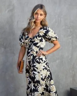 Estella Floral Puff Sleeve Midi Dress -clothes Sales EstellaFloralPuffSleeveMidiDress 43