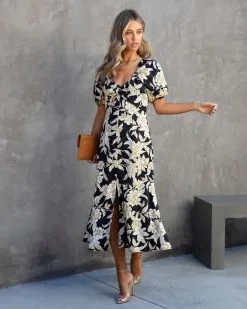 Estella Floral Puff Sleeve Midi Dress -clothes Sales EstellaFloralPuffSleeveMidiDress 44