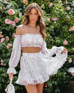 MABL-001 Ever Mine Floral Chiffon Mini Skirt - Pink - SALE 12 MABL-001 Ever Mine Floral Chiffon Mini Skirt - Pink - SALE -clothes Sales EverMineFloralChiffonTwoPiecePink200