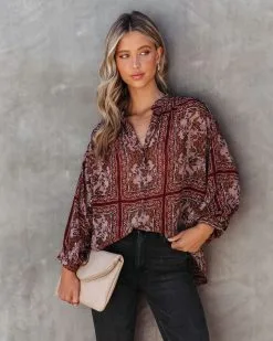 DRES-001 Ever As Before Printed Dolman Sleeve Top - FINAL SALE