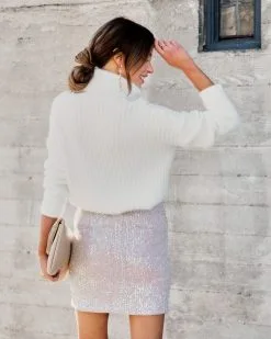 Evie Ribbed Knit Turtleneck Sweater - White - FINAL SALE -clothes Sales EvieRibbedKnitTurtleneckSweater White NeverTooGlamSequinMiniSkirt 14.cr2 4