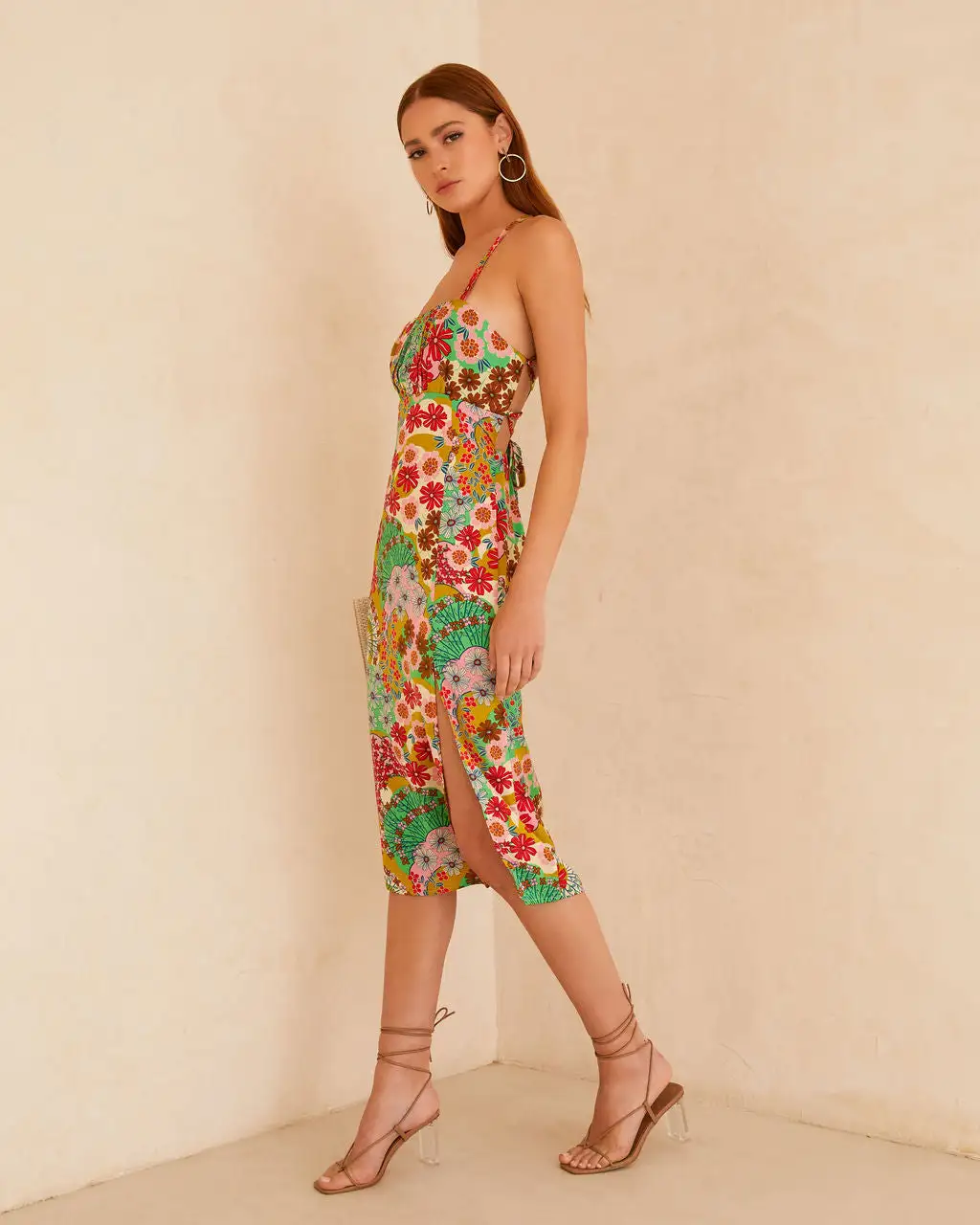 Kaori Floral Slip Midi Dress - Green 4 Kaori Floral Slip Midi Dress - Green - Image 4