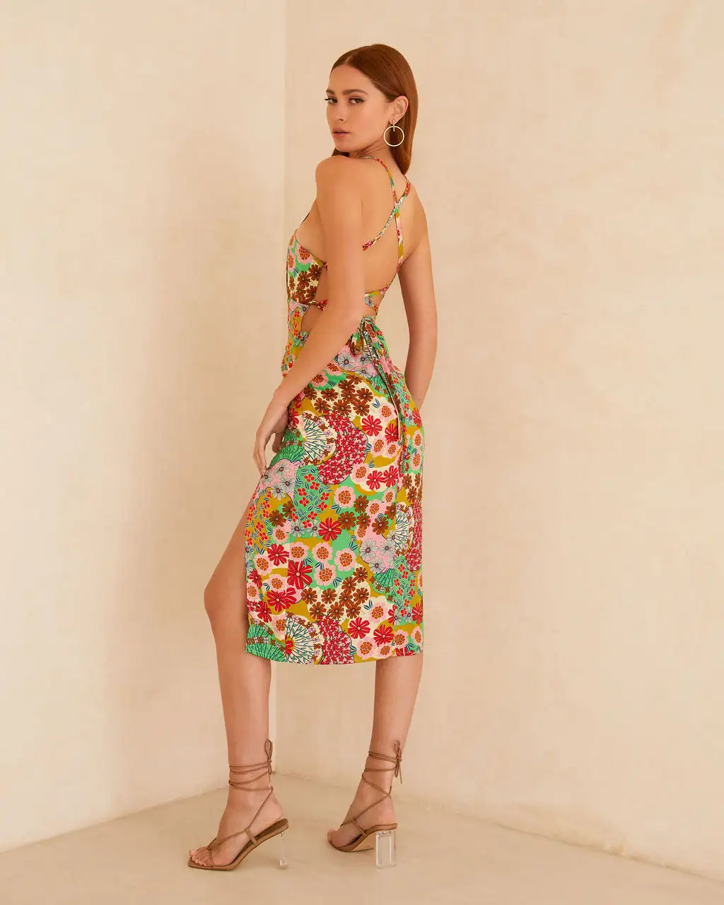 Kaori Floral Slip Midi Dress - Green 5 Kaori Floral Slip Midi Dress - Green - Image 5