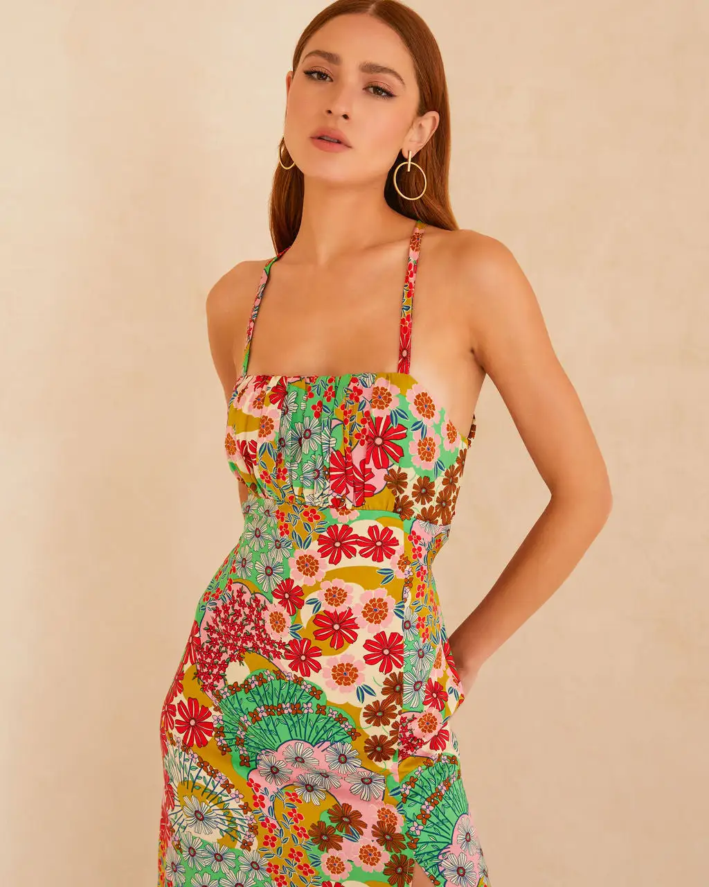 Kaori Floral Slip Midi Dress - Green 7 Kaori Floral Slip Midi Dress - Green - Image 7