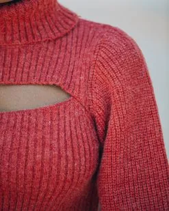 Taking Risks Knit Cutout Turtleneck Sweater - Rust - FINAL SALE -clothes Sales FO6C0914 1b50ab6f 9148 4428 87bd d38777b2daab