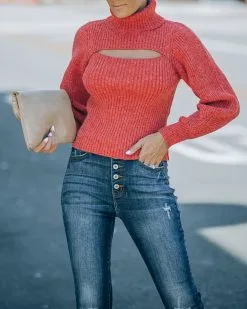Taking Risks Knit Cutout Turtleneck Sweater - Rust - FINAL SALE -clothes Sales FO6C0917 b2b4e96f bd0e 4f42 ab24 68a6b0a0a234