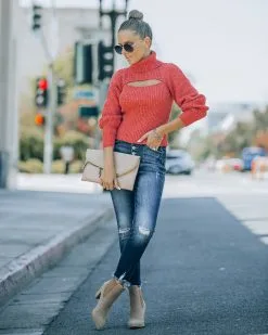 Taking Risks Knit Cutout Turtleneck Sweater - Rust - FINAL SALE -clothes Sales FO6C0961 a4d66e53 c487 492f 8dd9 3494b0b86fbd