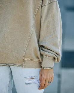 Demy Cotton Blend Pocketed Washed Pullover - Taupe - FINAL SALE -clothes Sales FO6C0972