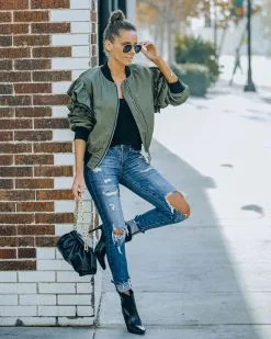 Benz Pocketed Ruffle Bomber Jacket - Olive - FINAL SALE 20 Benz Pocketed Ruffle Bomber Jacket - Olive - FINAL SALE -clothes Sales FO6C1028 c7de4a40 ce63 404a bc96 410449fa7059