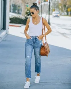 KANC-001 Michelle High Rise Slim Straight Denim - Medium Wash - FINAL SALE -clothes Sales FO6C1595 16e582a9 74af 4a0d 948f 4d5b5fca04af