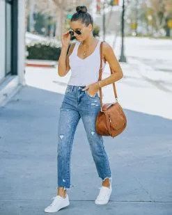 KANC-001 Michelle High Rise Slim Straight Denim - Medium Wash - FINAL SALE -clothes Sales FO6C1606 a448a7b7 cc57 4c5c 93d8 f619e9c7b16a