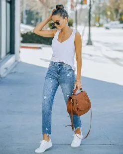 KANC-001 Michelle High Rise Slim Straight Denim - Medium Wash - FINAL SALE -clothes Sales FO6C1612 613d7109 1ff5 4c17 87d3 36fa946141d7