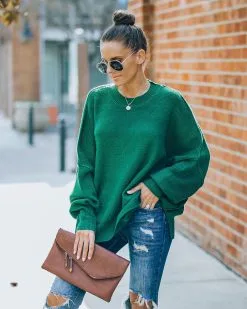 Dariel Relaxed Knit Sweater - Hunter Green - FINAL SALE -clothes Sales FO6C1878