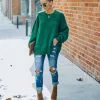 Dariel Relaxed Knit Sweater - Hunter Green - FINAL SALE