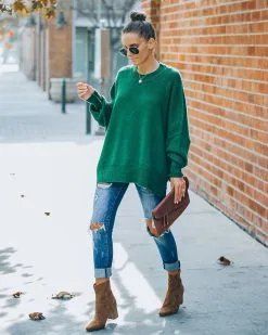 Dariel Relaxed Knit Sweater - Hunter Green - FINAL SALE -clothes Sales FO6C1928