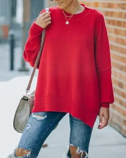 Dariel Relaxed Knit Sweater - Red - FINAL SALE -clothes Sales FO6C1963 87d03132 c6d4 4a1d b501 2b088eb0471c
