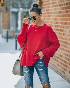 Dariel Relaxed Knit Sweater - Red - FINAL SALE -clothes Sales FO6C1968 68094ea6 3a61 4d3f 8053 2ace823c6463