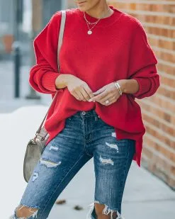 Dariel Relaxed Knit Sweater - Red - FINAL SALE -clothes Sales FO6C1988 34be7bf1 2c2d 4ed6 af91 94fdb8e13584
