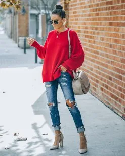 Dariel Relaxed Knit Sweater - Red - FINAL SALE -clothes Sales FO6C2018 5110bc52 d476 4513 beb6 4ee307df5a36