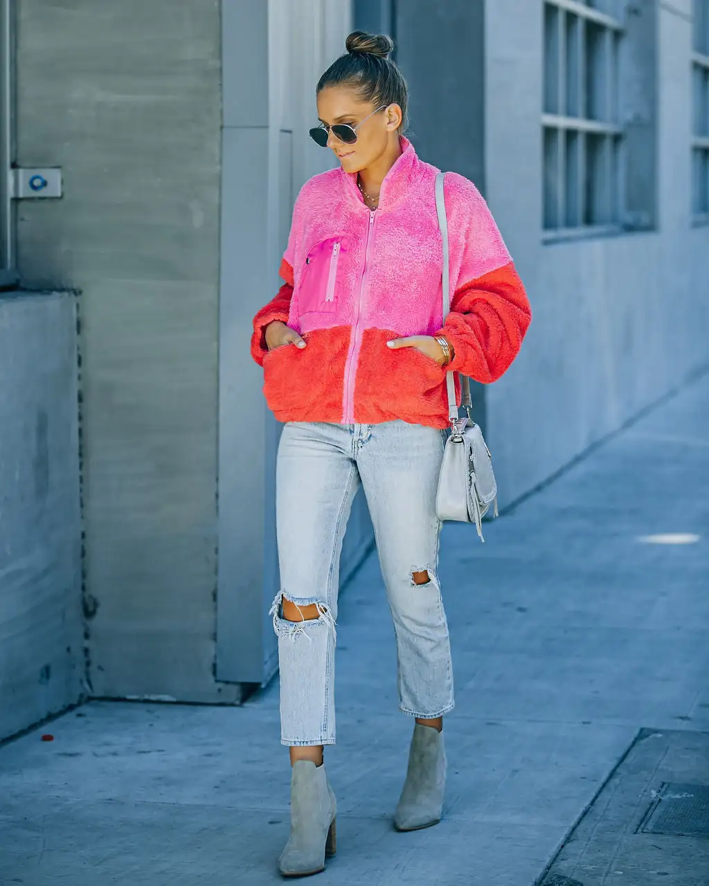 Nava Pocketed Colorblock Zip Up Jacket - Pink - FINAL SALE 10 Nava Pocketed Colorblock Zip Up Jacket - Pink - FINAL SALE - Image 10