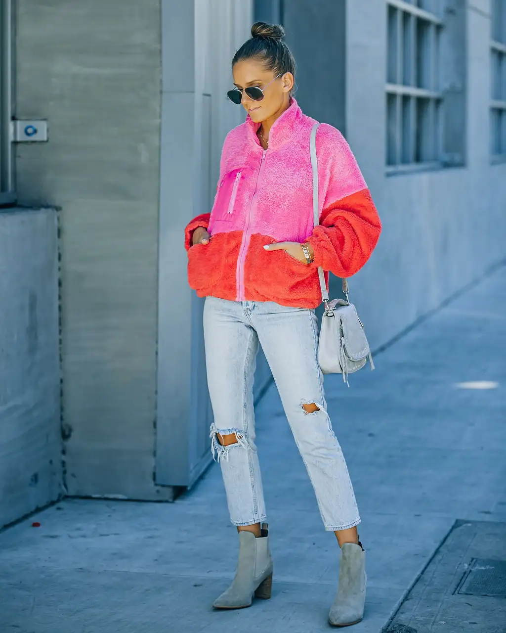 Nava Pocketed Colorblock Zip Up Jacket - Pink - FINAL SALE 8 Nava Pocketed Colorblock Zip Up Jacket - Pink - FINAL SALE - Image 8