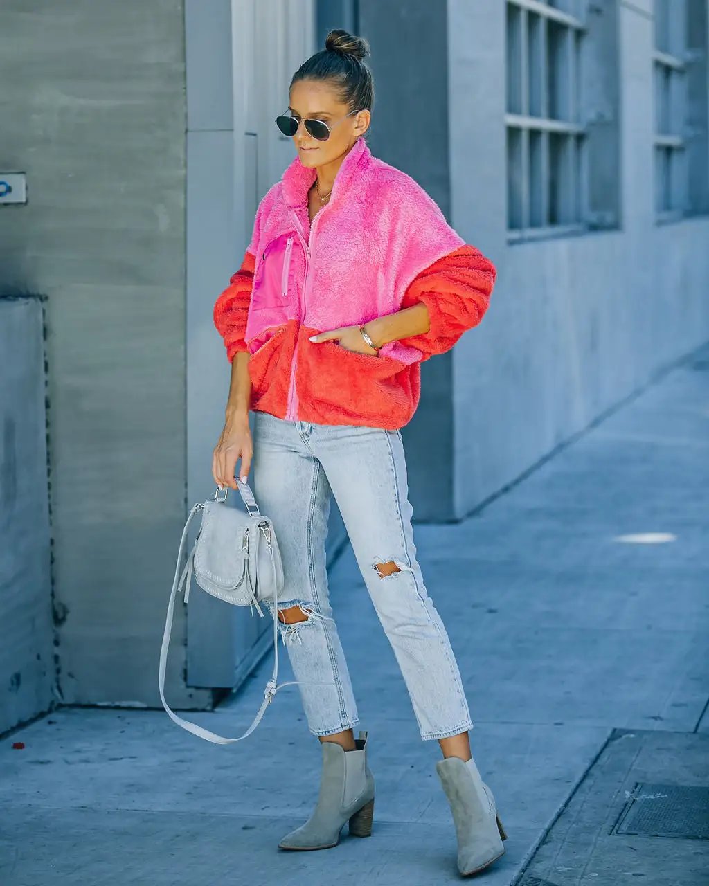 Nava Pocketed Colorblock Zip Up Jacket - Pink - FINAL SALE 6 Nava Pocketed Colorblock Zip Up Jacket - Pink - FINAL SALE - Image 6