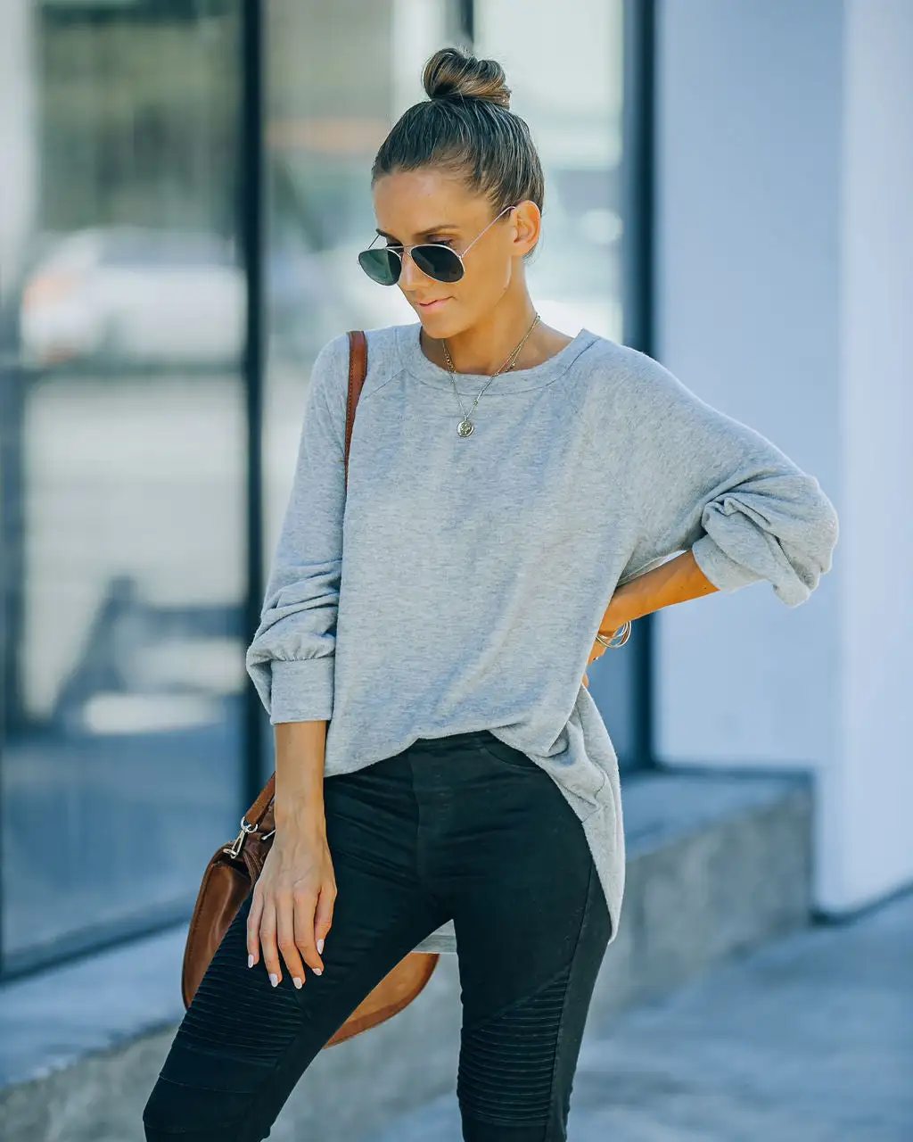 Serafina Knit Raglan Top - Heather Grey - FINAL SALE 1 Serafina Knit Raglan Top - Heather Grey - FINAL SALE