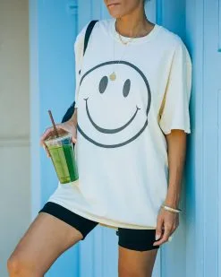 Warm Smile Cotton Oversized Tee - FINAL SALE -clothes Sales FO6C3171