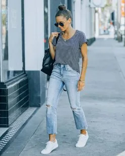 Jeff Cotton Modal Striped Scoop Tee - Black - FINAL SALE 11 Jeff Cotton Modal Striped Scoop Tee - Black - FINAL SALE -clothes Sales FO6C4067