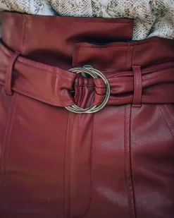 Livi Pocketed High Rise Faux Leather Belted Pants - Wine - FINAL SALE -clothes Sales FO6C4149 c4a421b0 63ab 492c abb8 36012c73273e
