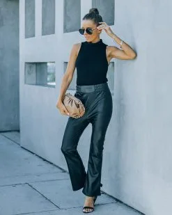 BAGA-001 Vira High Rise Faux Leather Flare Pants - Black - FINAL SALE -clothes Sales FO6C4158 0282a5e0 67ec 4cd0 ba43 b2262b245d4c