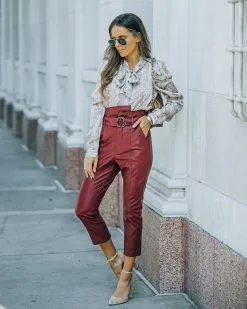 Livi Pocketed High Rise Faux Leather Belted Pants - Wine - FINAL SALE -clothes Sales FO6C4251 07b4fcb3 e6c5 457d b3c2 edd87d503fde