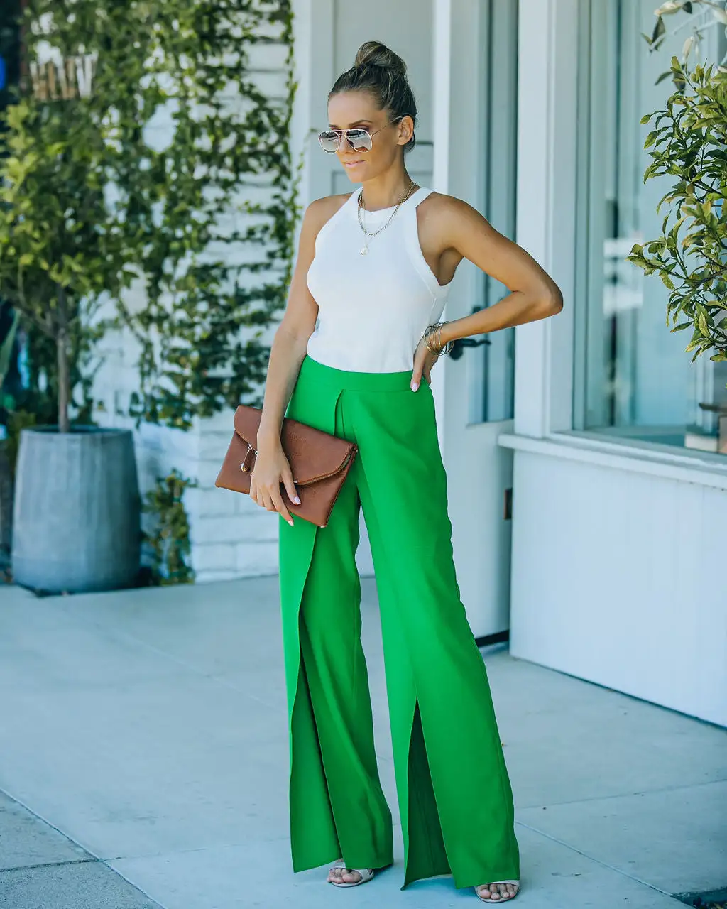BLUE-001 Superfly Wrap Culotte Pants - Kelly Green - FINAL SALE 5 BLUE-001 Superfly Wrap Culotte Pants - Kelly Green - FINAL SALE - Image 5