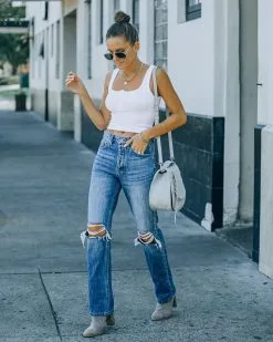 Selina Henley Crop Tank - White - FINAL SALE 17 Selina Henley Crop Tank - White - FINAL SALE -clothes Sales FO6C4642