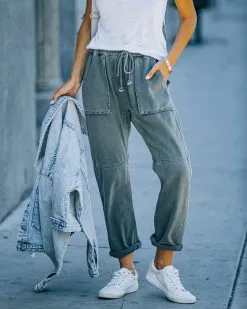 Kava Pocketed Denim Joggers - Charcoal - FINAL SALE